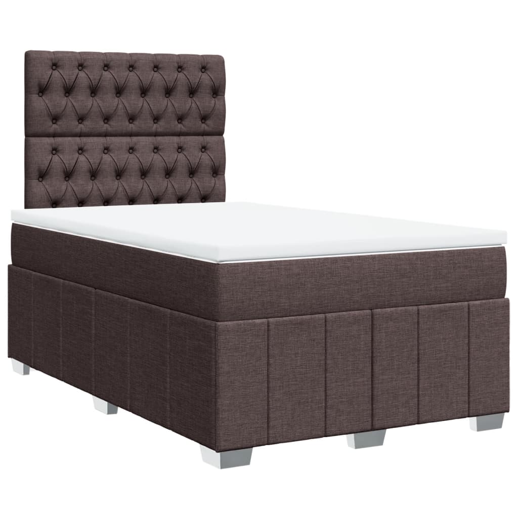 Κρεβάτι Boxspring με Στρώμα Σκούρο Καφέ 120x200 εκ. Υφασμάτινο - Pakobazaar