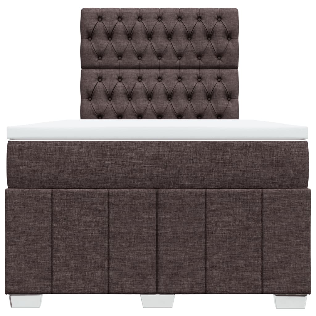Κρεβάτι Boxspring με Στρώμα Σκούρο Καφέ 120x200 εκ. Υφασμάτινο - Pakobazaar