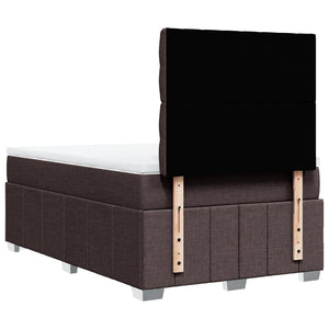 Κρεβάτι Boxspring με Στρώμα Σκούρο Καφέ 120x200 εκ. Υφασμάτινο - Pakobazaar