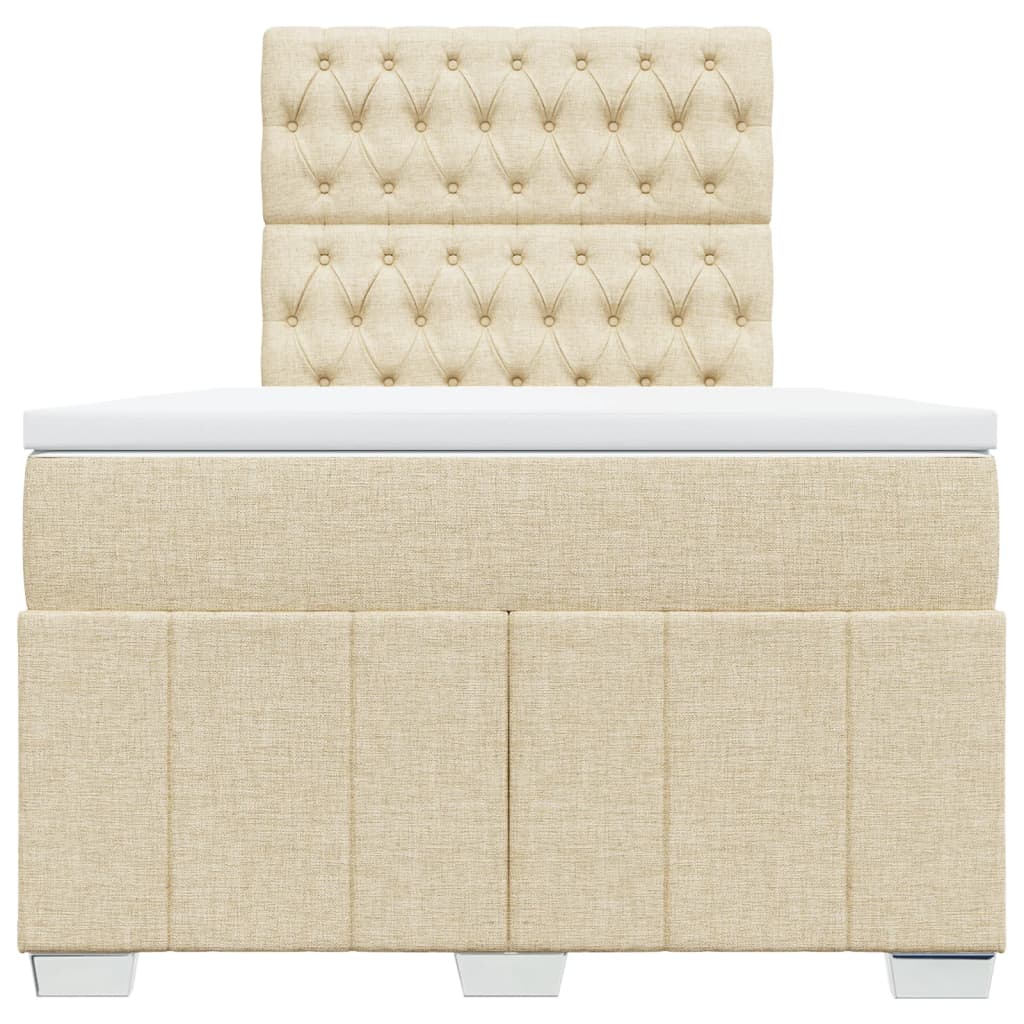 Κρεβάτι Boxspring με Στρώμα Κρεμ 120x200 εκ. Υφασμάτινο - Pakobazaar