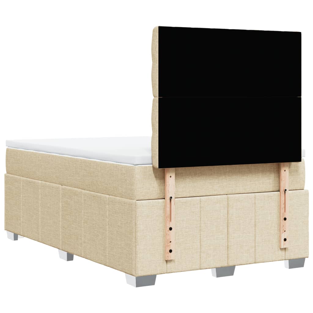 Κρεβάτι Boxspring με Στρώμα Κρεμ 120x200 εκ. Υφασμάτινο - Pakobazaar