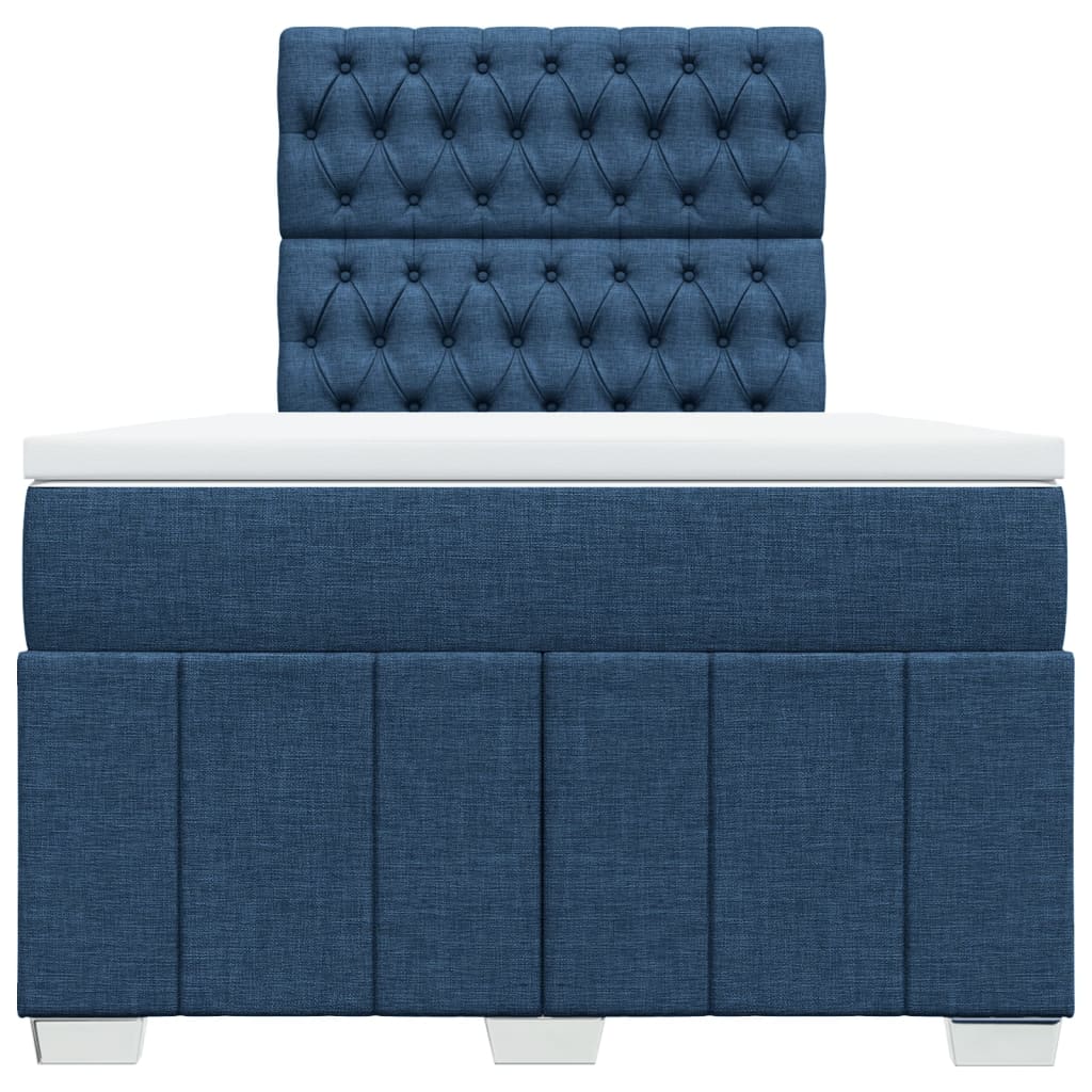 Κρεβάτι Boxspring με Στρώμα Μπλε 120x200 εκ. Υφασμάτινο - Pakobazaar