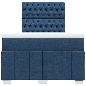 Κρεβάτι Boxspring με Στρώμα Μπλε 120x200 εκ. Υφασμάτινο - Pakobazaar