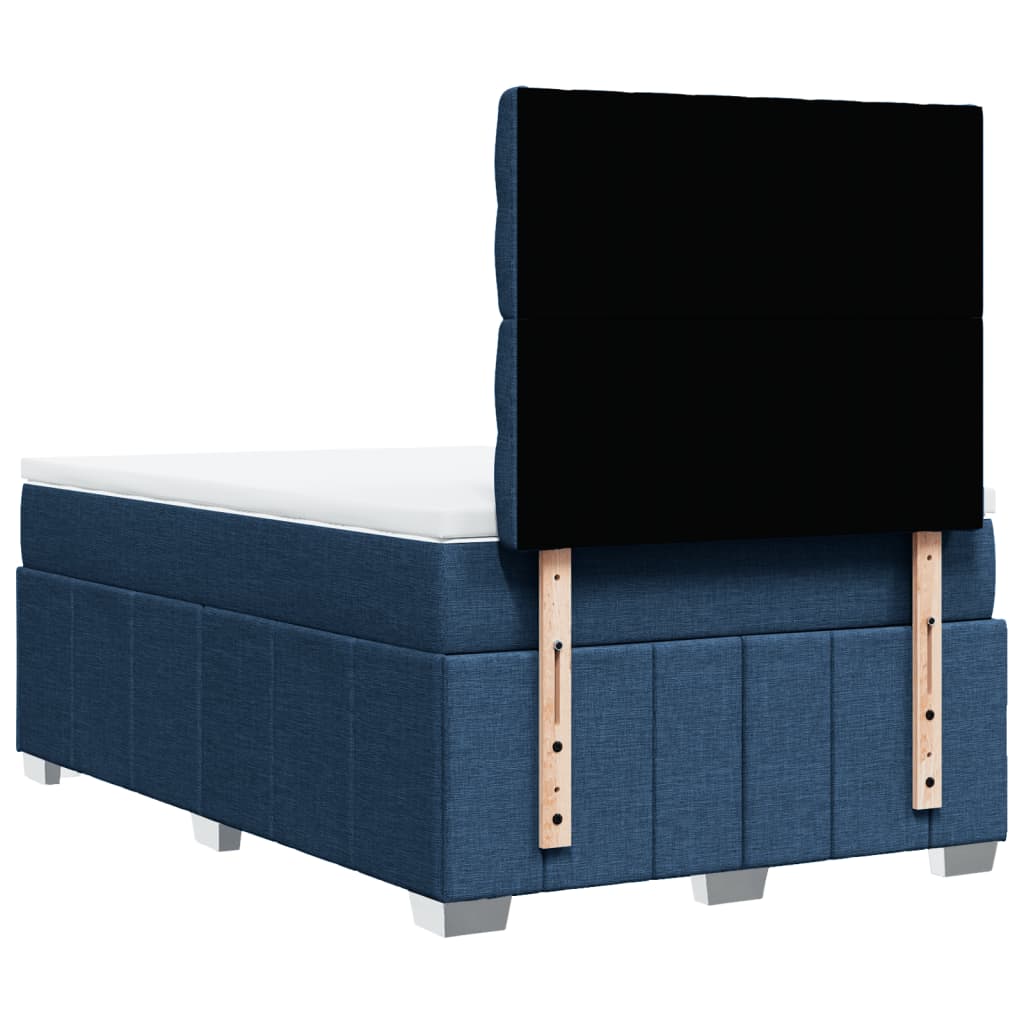 Κρεβάτι Boxspring με Στρώμα Μπλε 120x200 εκ. Υφασμάτινο - Pakobazaar