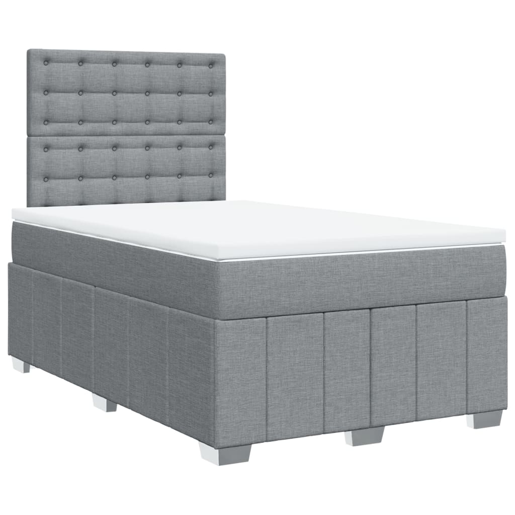 Κρεβάτι Boxspring με Στρώμα Ανοιχτό Γκρι 120x200 εκ. Υφασμάτινο - Pakobazaar