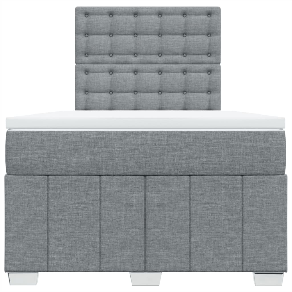 Κρεβάτι Boxspring με Στρώμα Ανοιχτό Γκρι 120x200 εκ. Υφασμάτινο - Pakobazaar