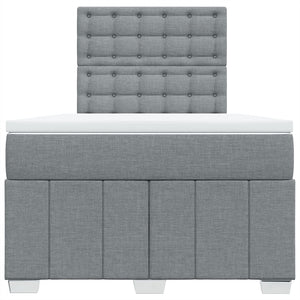 Κρεβάτι Boxspring με Στρώμα Ανοιχτό Γκρι 120x200 εκ. Υφασμάτινο - Pakobazaar