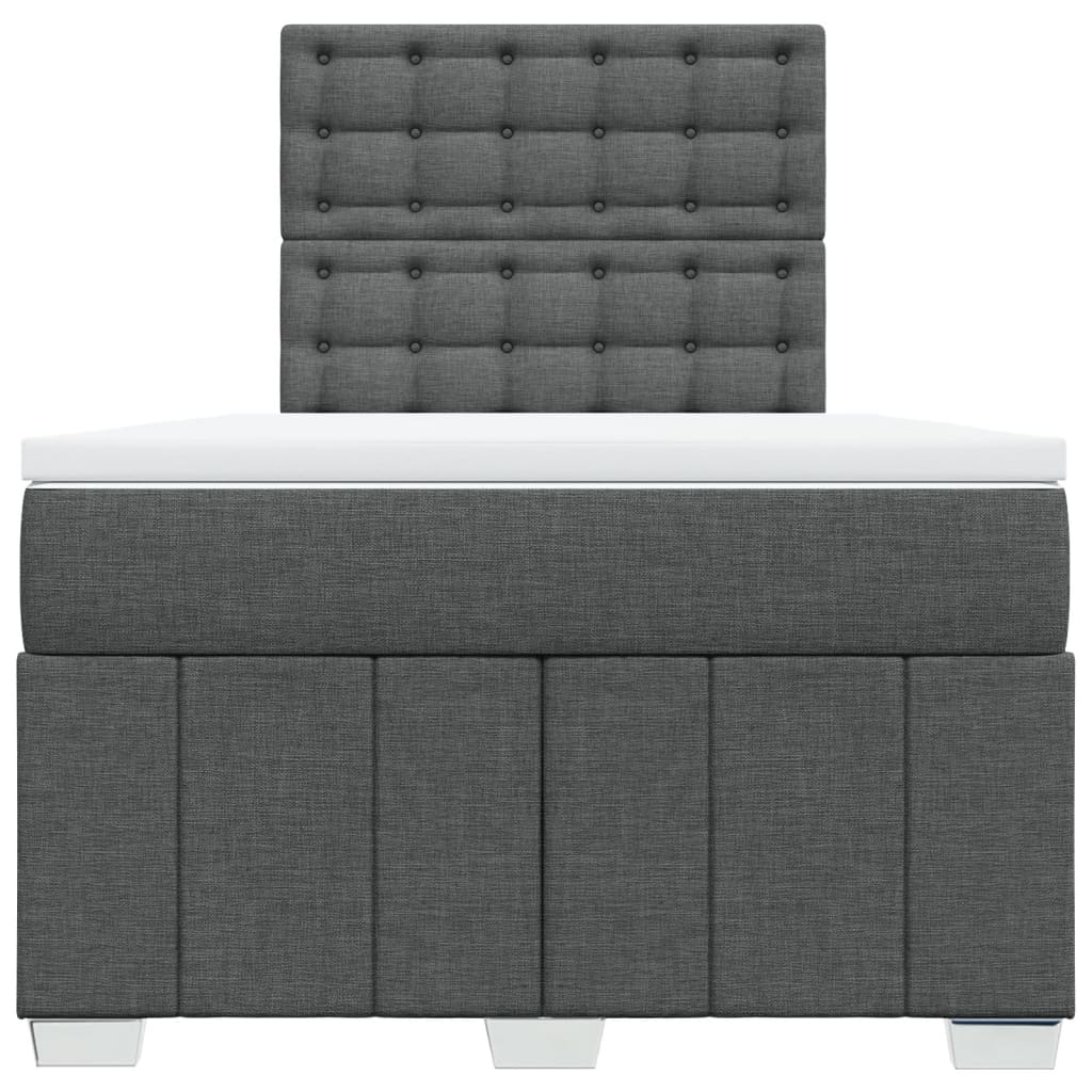 Κρεβάτι Boxspring με Στρώμα Σκούρο Γκρι 120x200 εκ. Υφασμάτινο - Pakobazaar