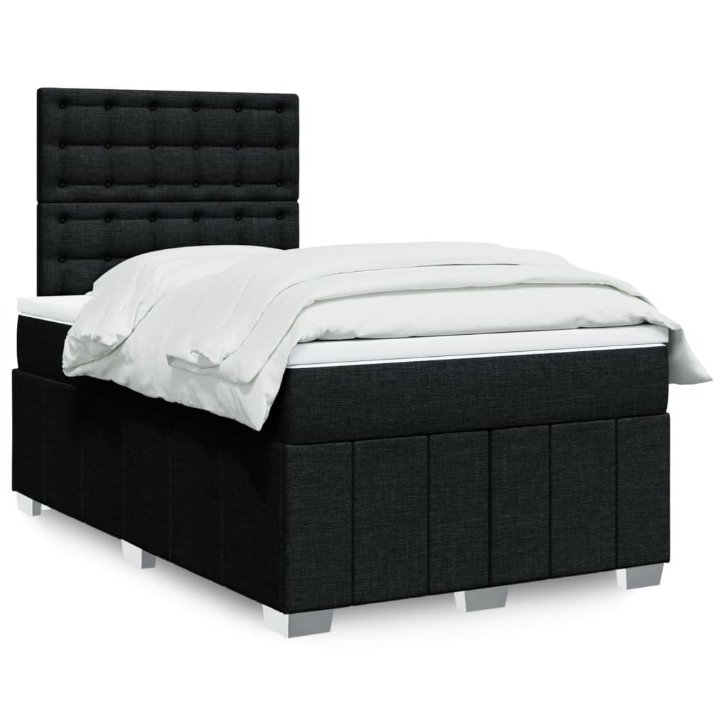 Κρεβάτι Boxspring με Στρώμα Μαύρο 120x200 εκ. Υφασμάτινο - Pakobazaar