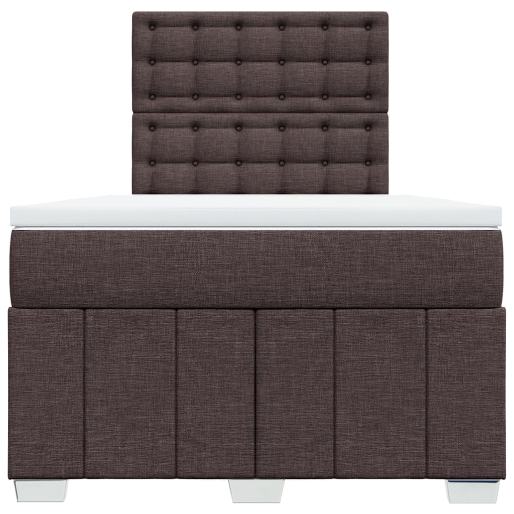 Κρεβάτι Boxspring με Στρώμα Σκούρο Καφέ 120x200 εκ. Υφασμάτινο - Pakobazaar