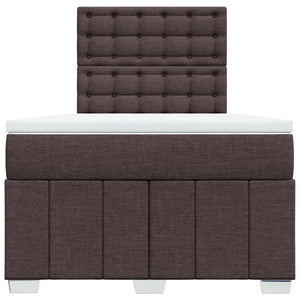 Κρεβάτι Boxspring με Στρώμα Σκούρο Καφέ 120x200 εκ. Υφασμάτινο - Pakobazaar