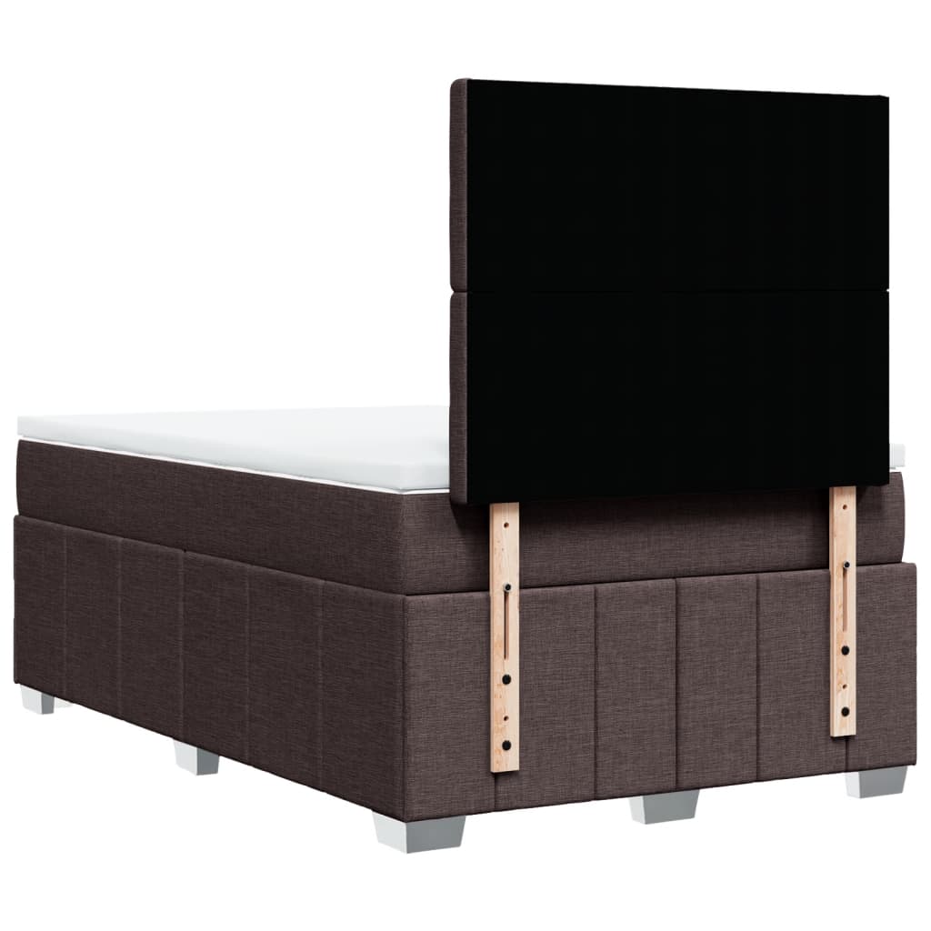 Κρεβάτι Boxspring με Στρώμα Σκούρο Καφέ 120x200 εκ. Υφασμάτινο - Pakobazaar