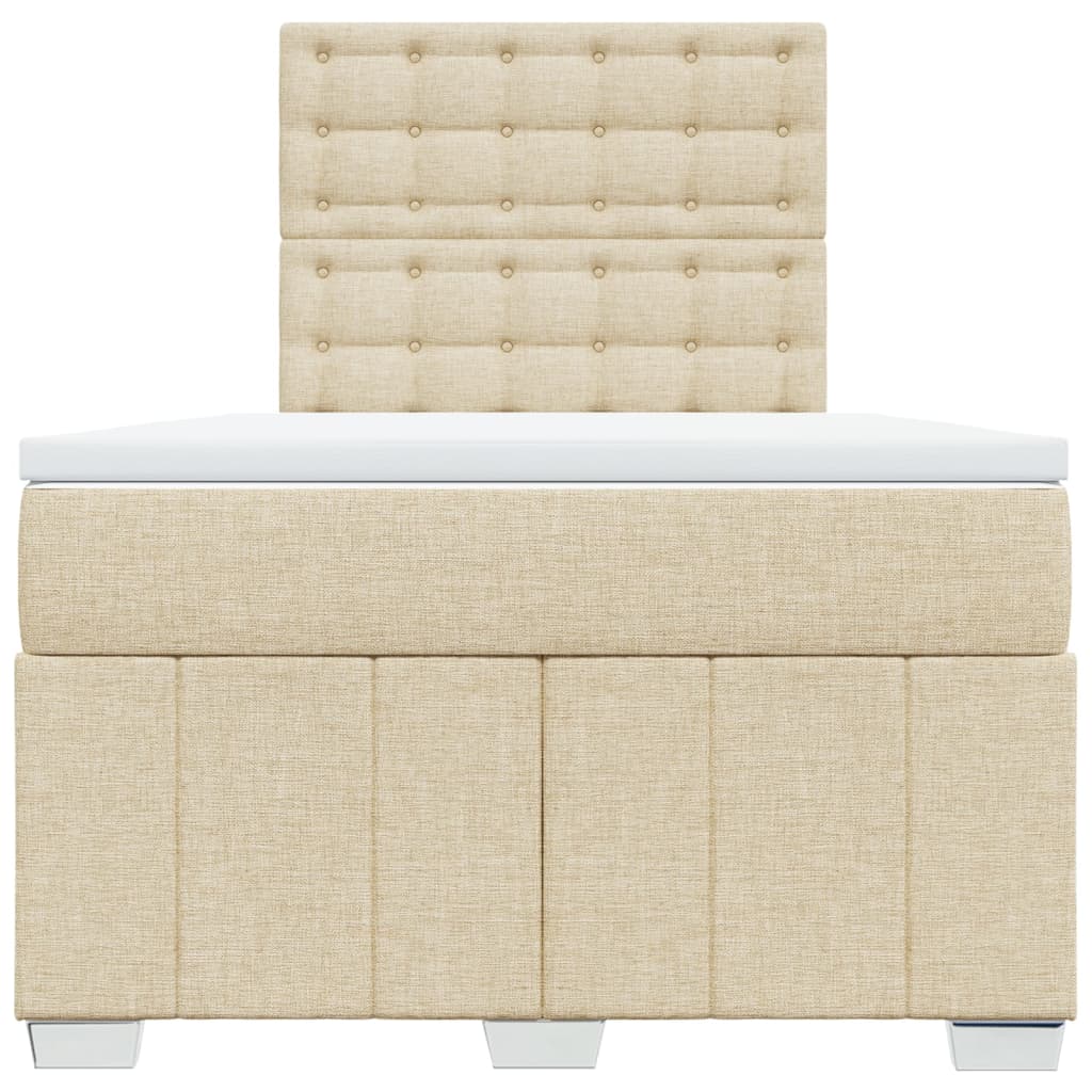Κρεβάτι Boxspring με Στρώμα Κρεμ 120x200 εκ. Υφασμάτινο - Pakobazaar