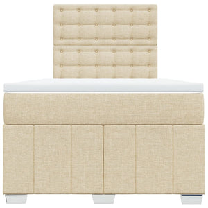 Κρεβάτι Boxspring με Στρώμα Κρεμ 120x200 εκ. Υφασμάτινο - Pakobazaar