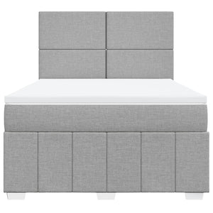 Κρεβάτι Boxspring με Στρώμα Ανοιχτό Γκρι 140x190 εκ. Υφασμάτινο - Pakobazaar