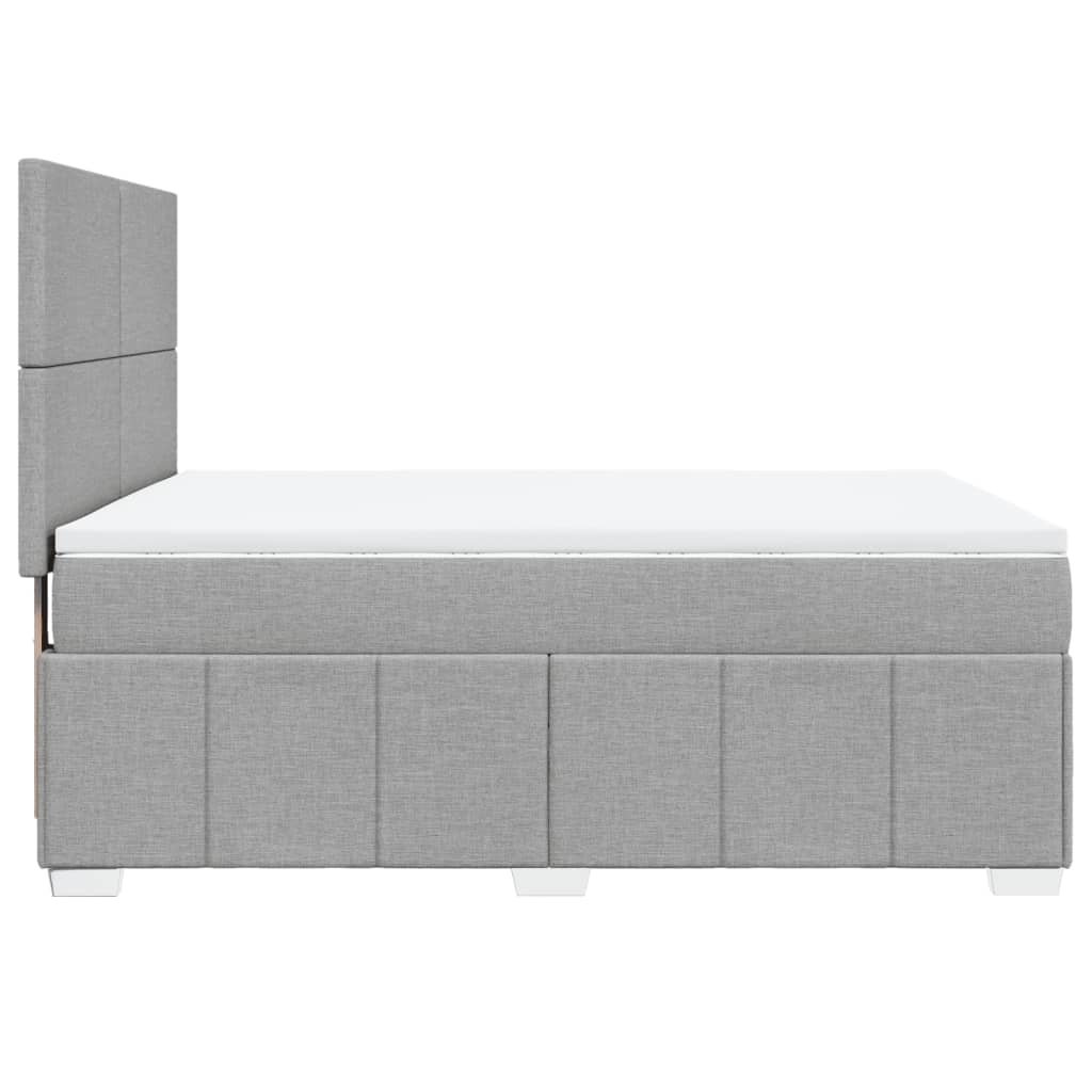 Κρεβάτι Boxspring με Στρώμα Ανοιχτό Γκρι 140x190 εκ. Υφασμάτινο - Pakobazaar