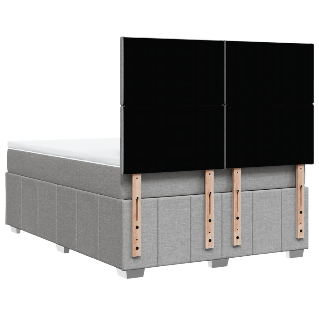 Κρεβάτι Boxspring με Στρώμα Ανοιχτό Γκρι 140x190 εκ. Υφασμάτινο - Pakobazaar