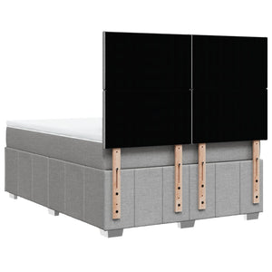 Κρεβάτι Boxspring με Στρώμα Ανοιχτό Γκρι 140x190 εκ. Υφασμάτινο - Pakobazaar