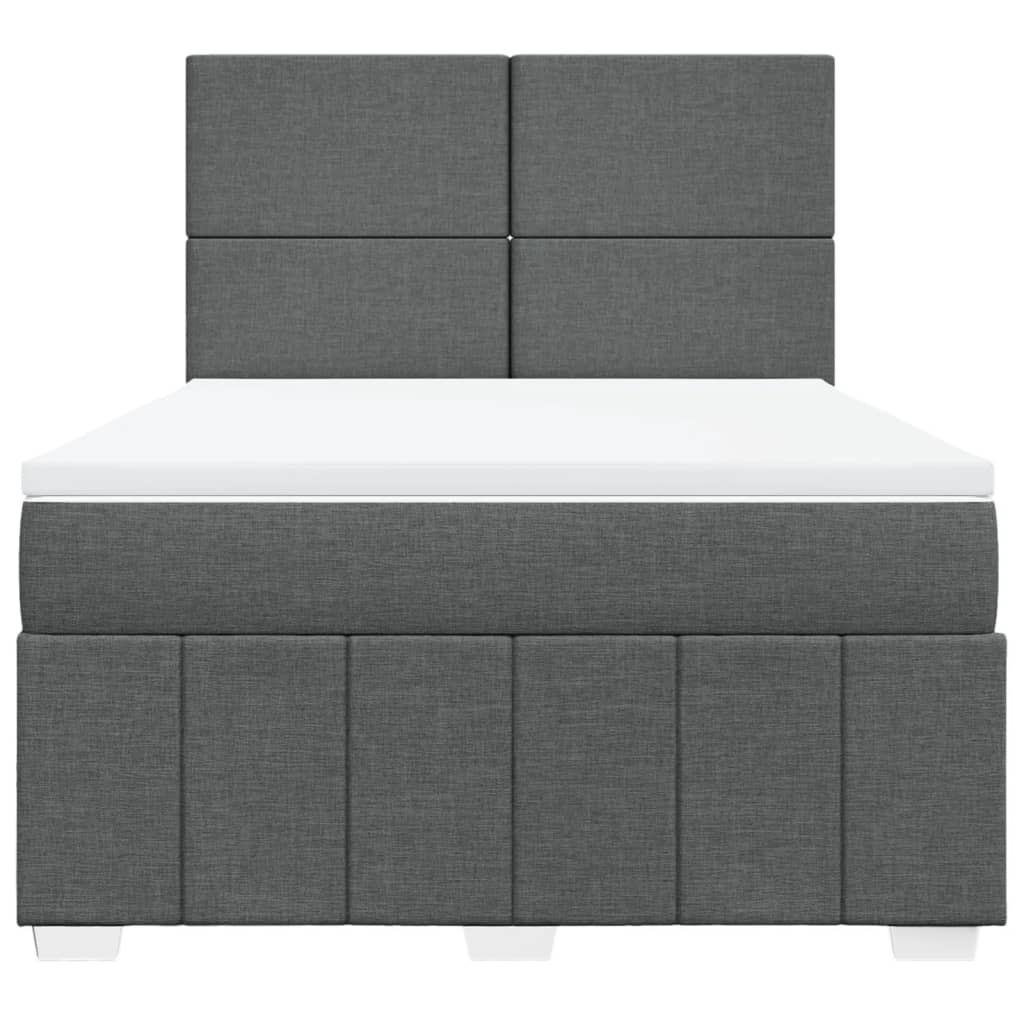 Κρεβάτι Boxspring με Στρώμα Σκούρο Γκρι 140x190 εκ. Υφασμάτινο - Pakobazaar