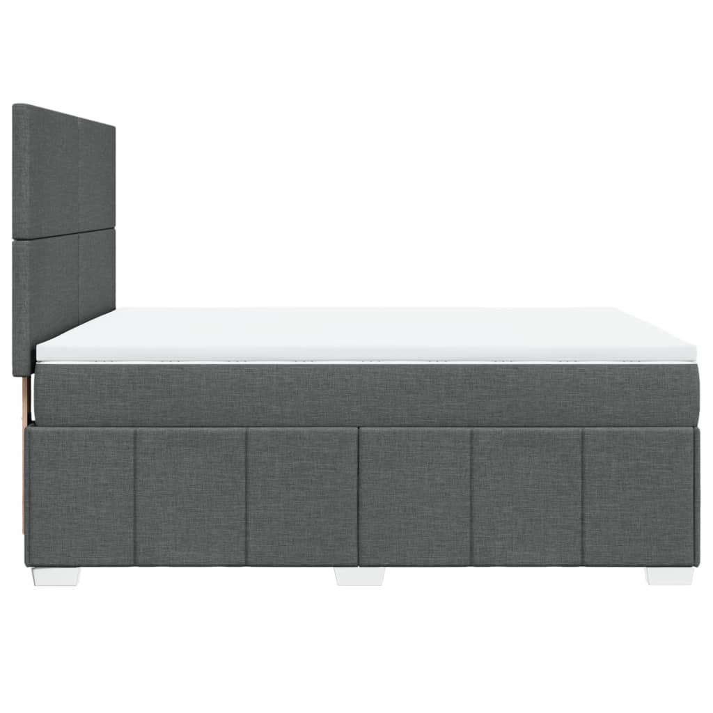Κρεβάτι Boxspring με Στρώμα Σκούρο Γκρι 140x190 εκ. Υφασμάτινο - Pakobazaar