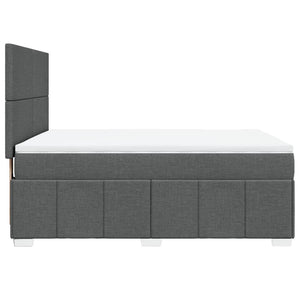 Κρεβάτι Boxspring με Στρώμα Σκούρο Γκρι 140x190 εκ. Υφασμάτινο - Pakobazaar