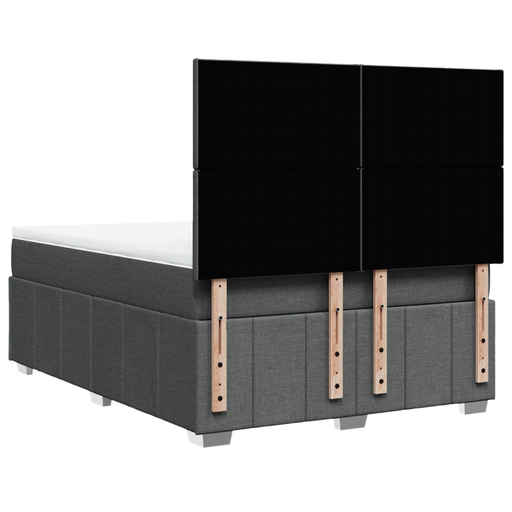 Κρεβάτι Boxspring με Στρώμα Σκούρο Γκρι 140x190 εκ. Υφασμάτινο - Pakobazaar