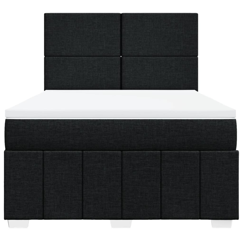 Κρεβάτι Boxspring με Στρώμα Μαύρο 140x190 εκ. Υφασμάτινο - Pakobazaar