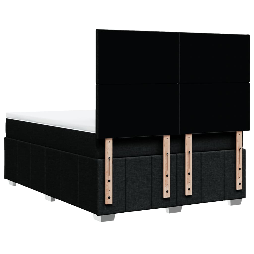 Κρεβάτι Boxspring με Στρώμα Μαύρο 140x190 εκ. Υφασμάτινο - Pakobazaar