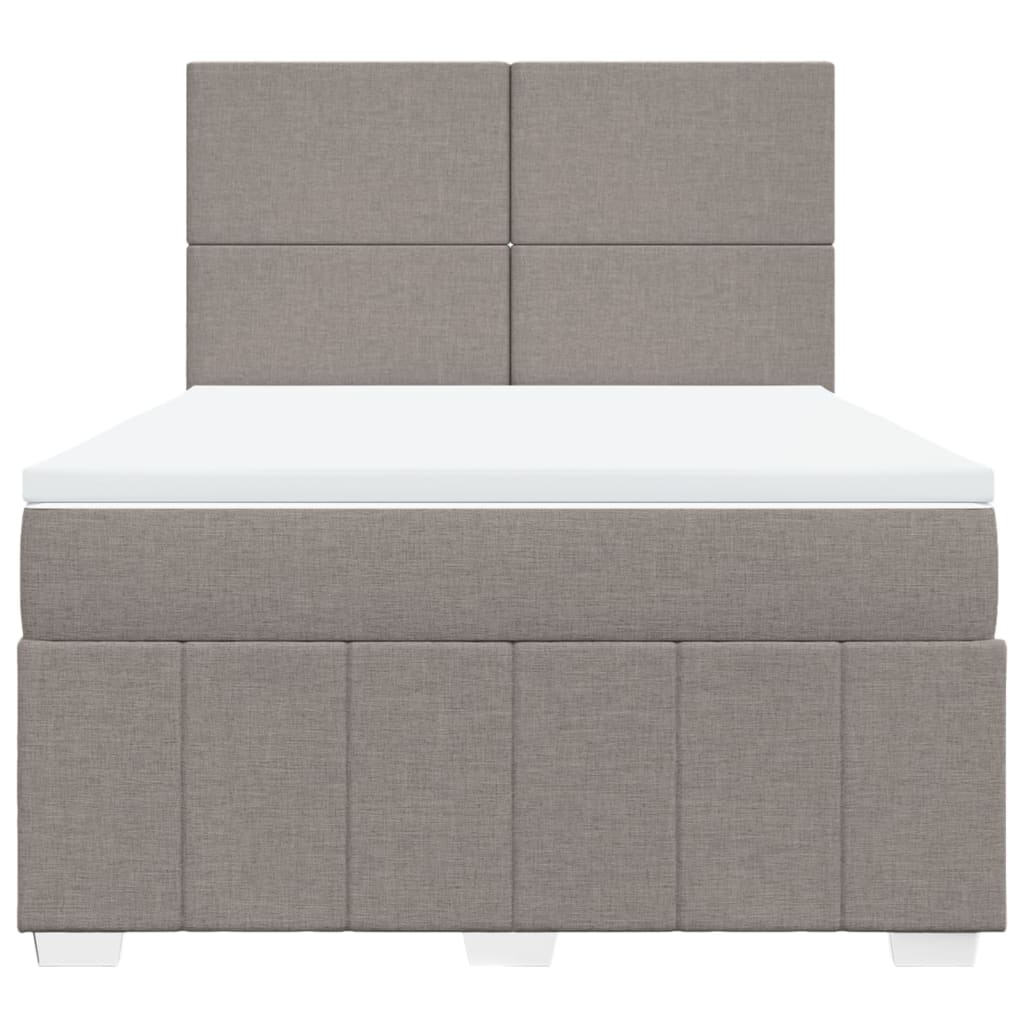 Κρεβάτι Boxspring με Στρώμα Taupe 140x190 εκ. Υφασμάτινο - Pakobazaar