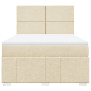 Κρεβάτι Boxspring με Στρώμα Κρεμ 140x190 εκ. Υφασμάτινο - Pakobazaar