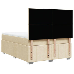 Κρεβάτι Boxspring με Στρώμα Κρεμ 140x190 εκ. Υφασμάτινο - Pakobazaar