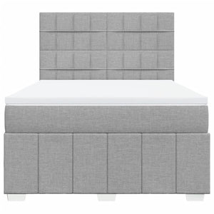 Κρεβάτι Boxspring με Στρώμα Ανοιχτό Γκρι 140x190 εκ. Υφασμάτινο - Pakobazaar