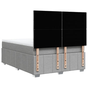 Κρεβάτι Boxspring με Στρώμα Ανοιχτό Γκρι 140x190 εκ. Υφασμάτινο - Pakobazaar