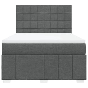 Κρεβάτι Boxspring με Στρώμα Σκούρο Γκρι 140x190 εκ. Υφασμάτινο - Pakobazaar