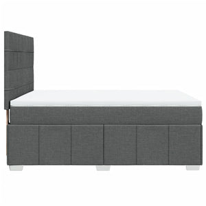 Κρεβάτι Boxspring με Στρώμα Σκούρο Γκρι 140x190 εκ. Υφασμάτινο - Pakobazaar