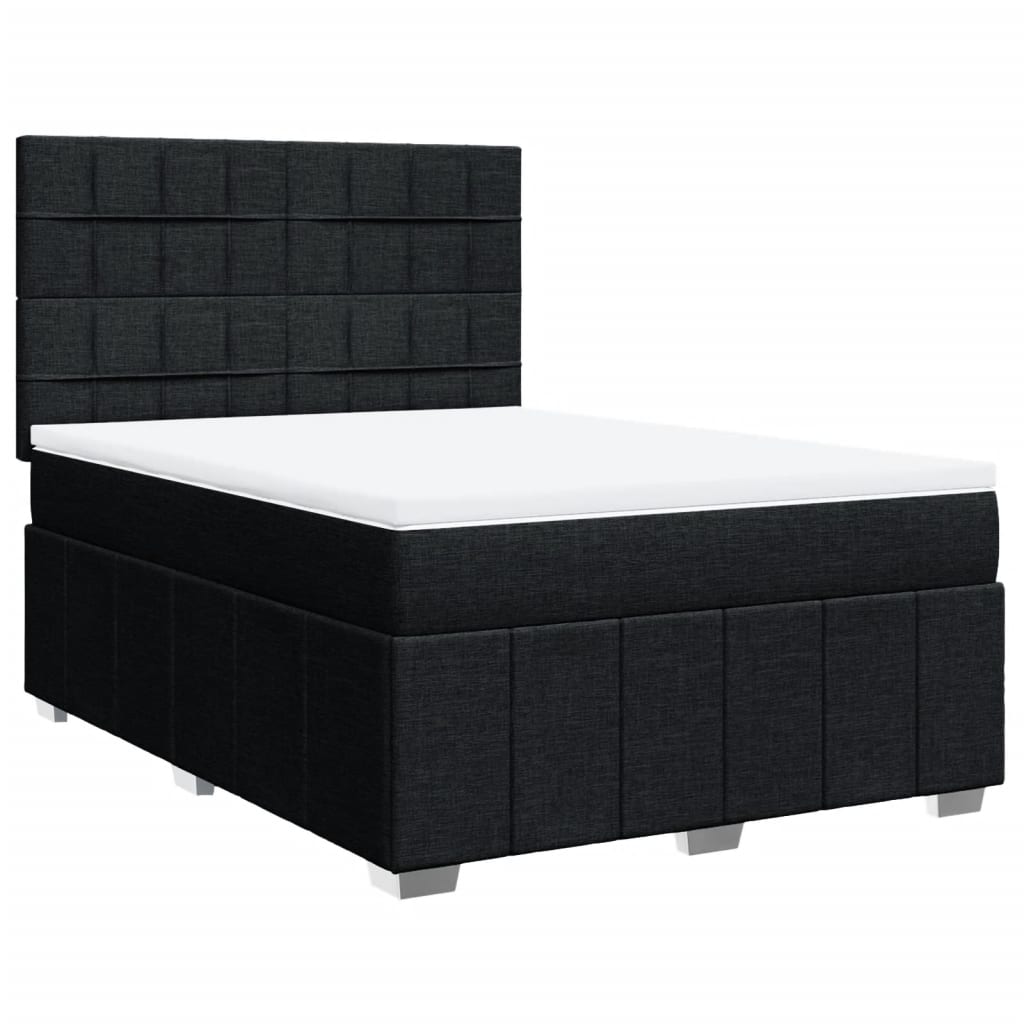 Κρεβάτι Boxspring με Στρώμα Μαύρο 140x190 εκ. Υφασμάτινο - Pakobazaar