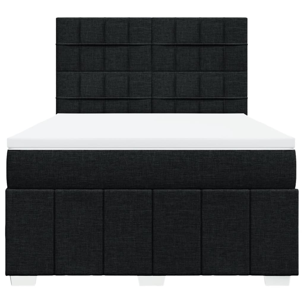 Κρεβάτι Boxspring με Στρώμα Μαύρο 140x190 εκ. Υφασμάτινο - Pakobazaar