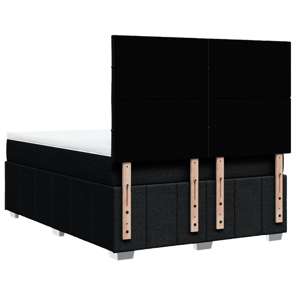 Κρεβάτι Boxspring με Στρώμα Μαύρο 140x190 εκ. Υφασμάτινο - Pakobazaar