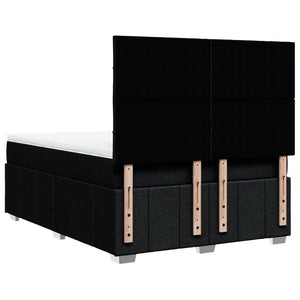 Κρεβάτι Boxspring με Στρώμα Μαύρο 140x190 εκ. Υφασμάτινο - Pakobazaar