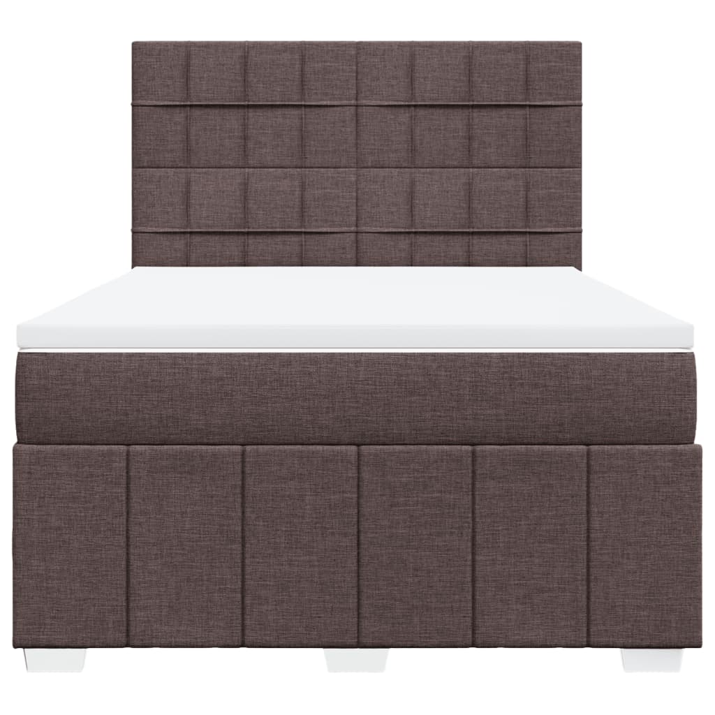 Κρεβάτι Boxspring με Στρώμα Σκούρο Καφέ 140x190 εκ. Υφασμάτινο