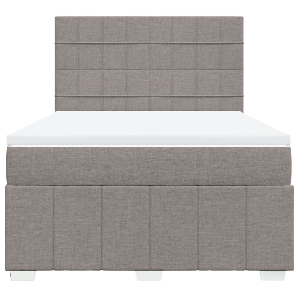 Κρεβάτι Boxspring με Στρώμα Taupe 140x190 εκ. Υφασμάτινο - Pakobazaar