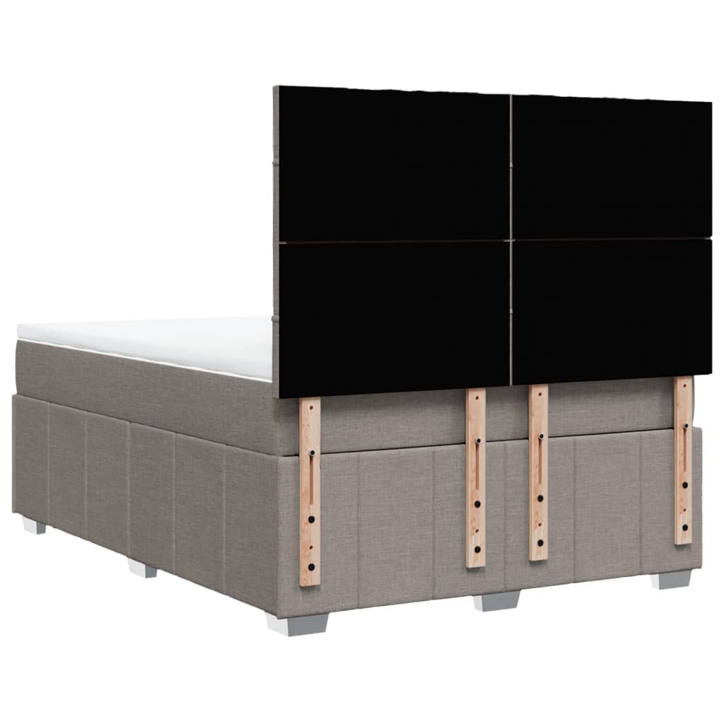 Κρεβάτι Boxspring με Στρώμα Taupe 140x190 εκ. Υφασμάτινο - Pakobazaar