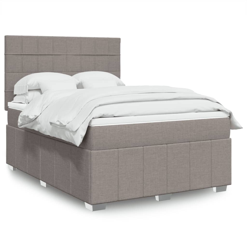 Κρεβάτι Boxspring με Στρώμα Taupe 140x190 εκ. Υφασμάτινο - Pakobazaar