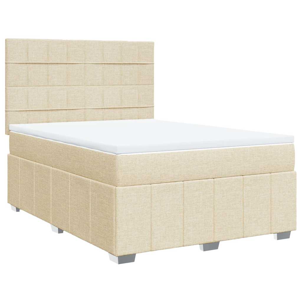 Κρεβάτι Boxspring με Στρώμα Κρεμ 140x190 εκ. Υφασμάτινο - Pakobazaar