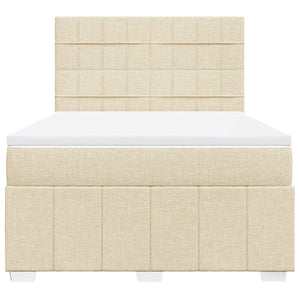 Κρεβάτι Boxspring με Στρώμα Κρεμ 140x190 εκ. Υφασμάτινο - Pakobazaar