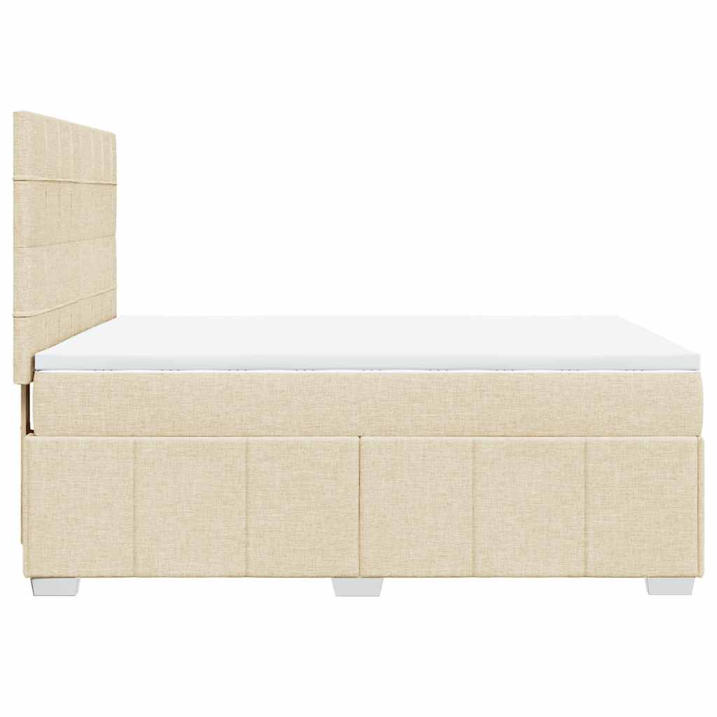Κρεβάτι Boxspring με Στρώμα Κρεμ 140x190 εκ. Υφασμάτινο - Pakobazaar
