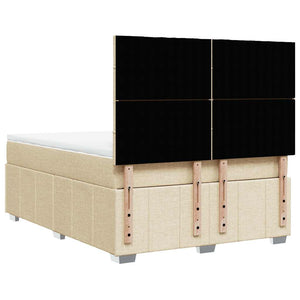 Κρεβάτι Boxspring με Στρώμα Κρεμ 140x190 εκ. Υφασμάτινο - Pakobazaar