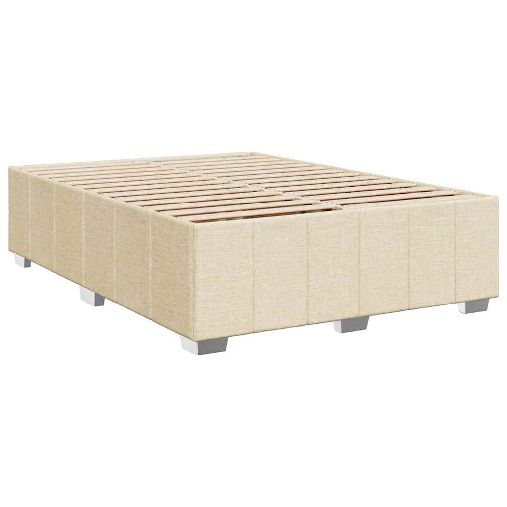 Κρεβάτι Boxspring με Στρώμα Κρεμ 140x190 εκ. Υφασμάτινο - Pakobazaar