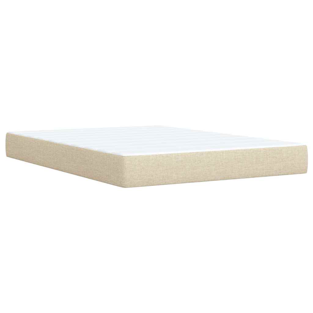 Κρεβάτι Boxspring με Στρώμα Κρεμ 140x190 εκ. Υφασμάτινο - Pakobazaar
