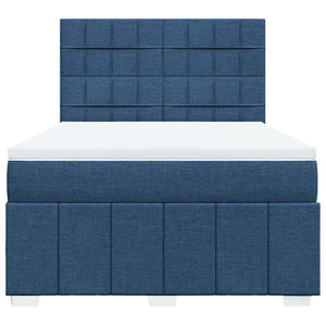 Κρεβάτι Boxspring με Στρώμα Μπλε 140x190 εκ. Υφασμάτινο - Pakobazaar